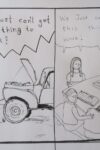 A four panel comic showing phones, cars, polycules, and jobs not working
