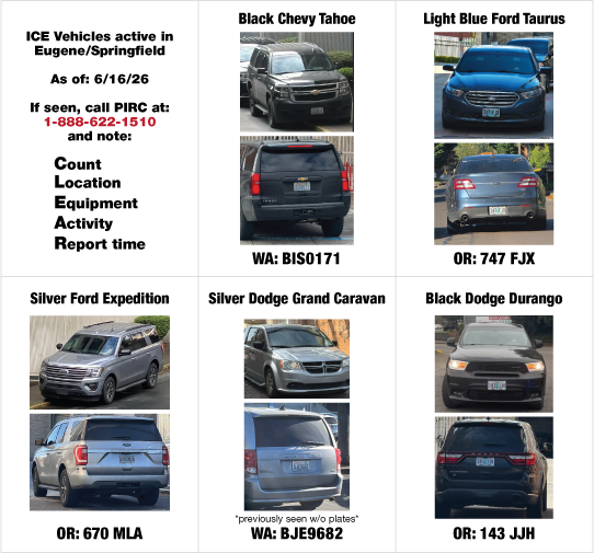 July ICE sightings in Eugene